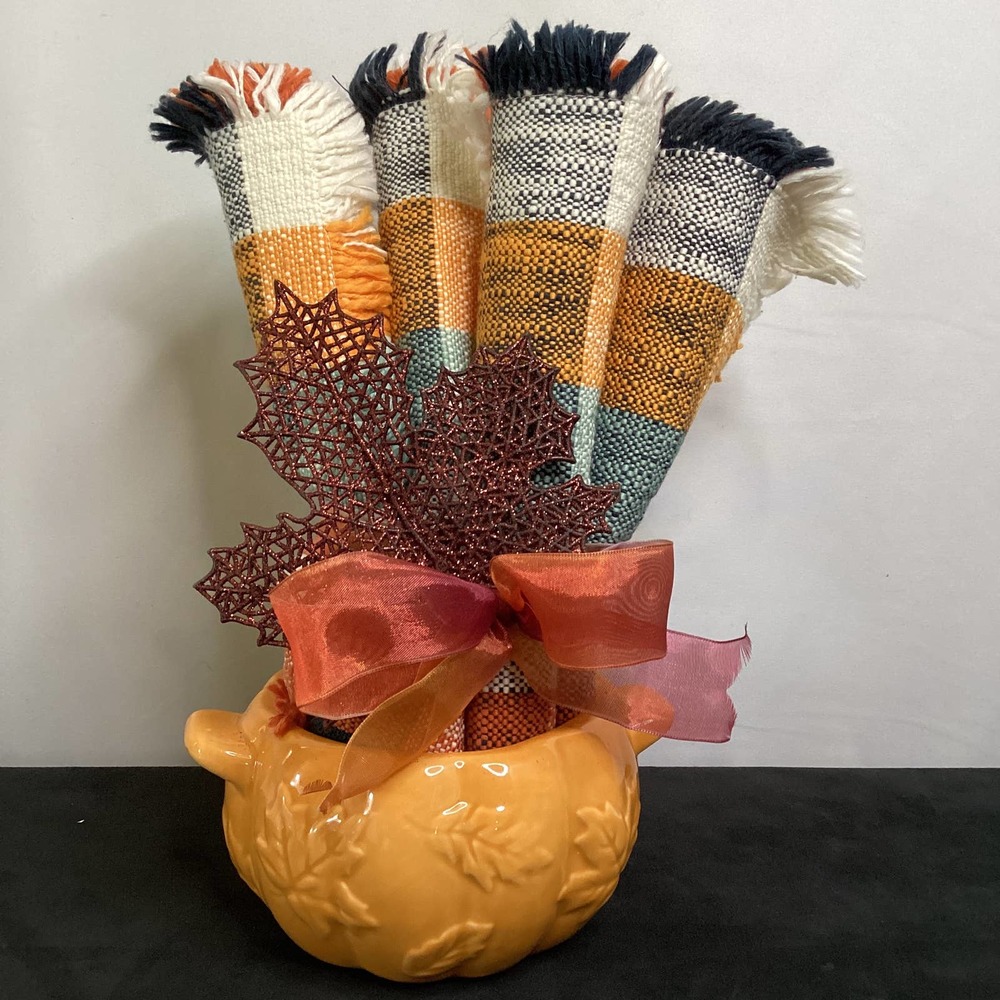 Fall Placemats and Ceramic Pumpkin
